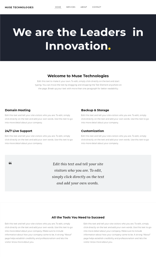 Web Design Layout - Muse Technologies