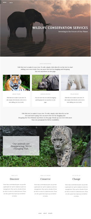 Web Design Layout - Wildlife Theme